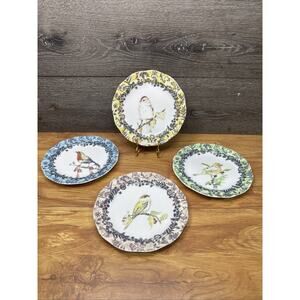 Anthropologie Nature Birdwatcher 7-3/4” Salad Plates ~Set of 4